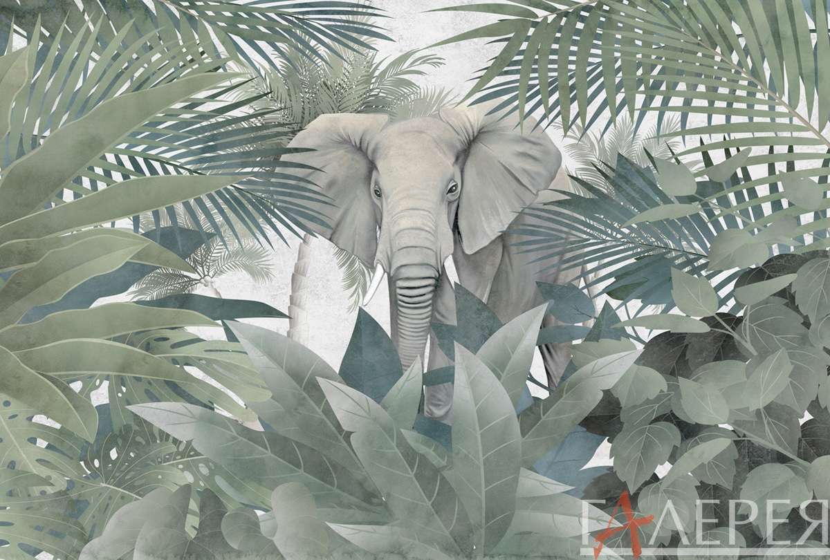 слон в листьях